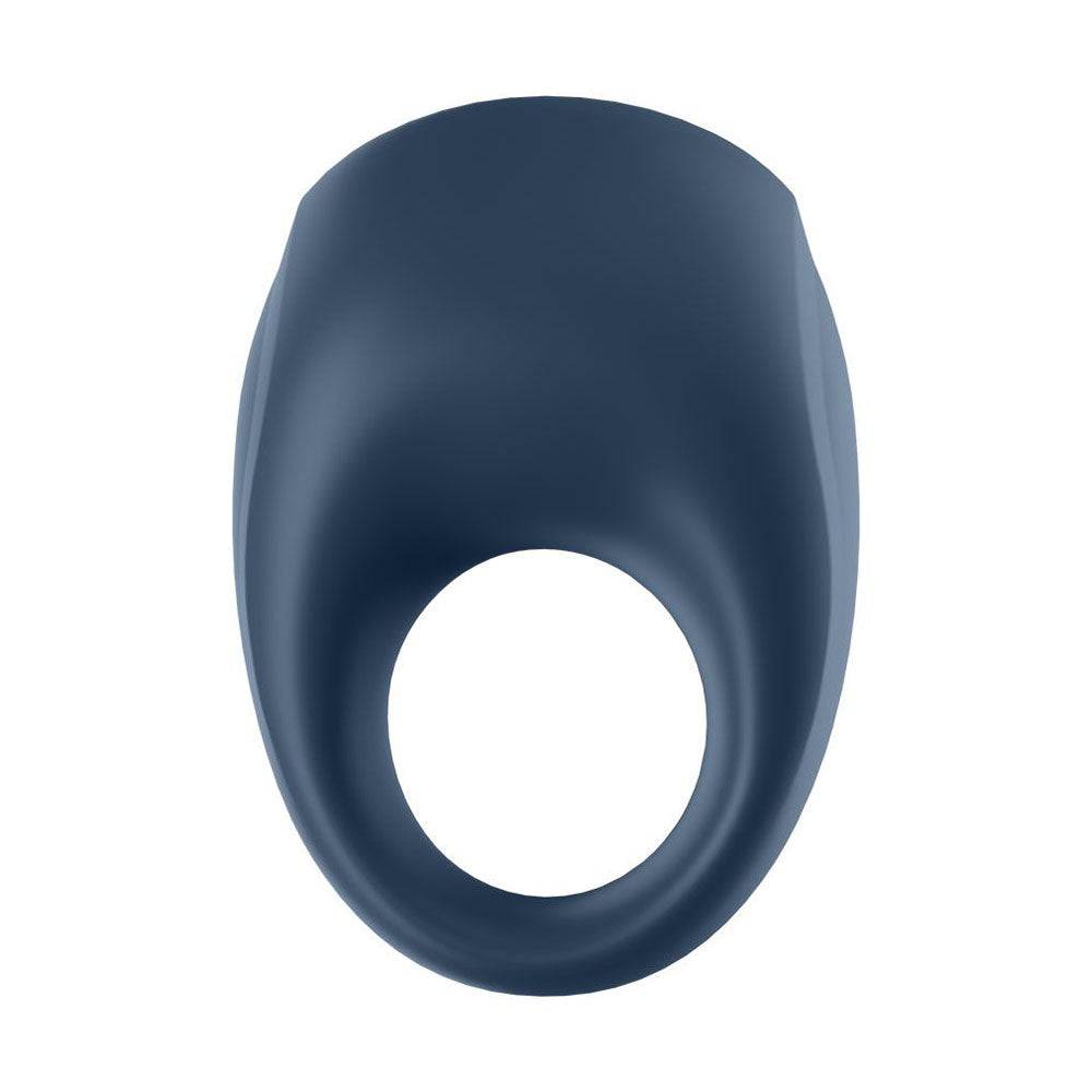 Satisfyer Pro App Enabled Strong One Cock Ring in blue, showcasing its sleek design and adjustable features.