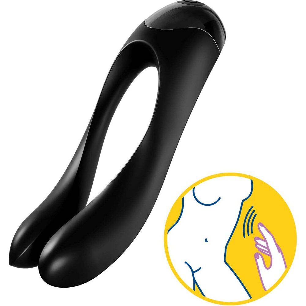 Satisfyer Pro Candy Cane Finger Vibrator in black, featuring a curved design for targeted stimulation.