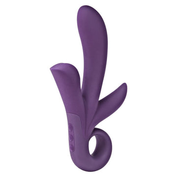 ToyJoy Trinity Triple Pleasure Vibrator in Lila, showcasing its sleek design and three stimulating ends.