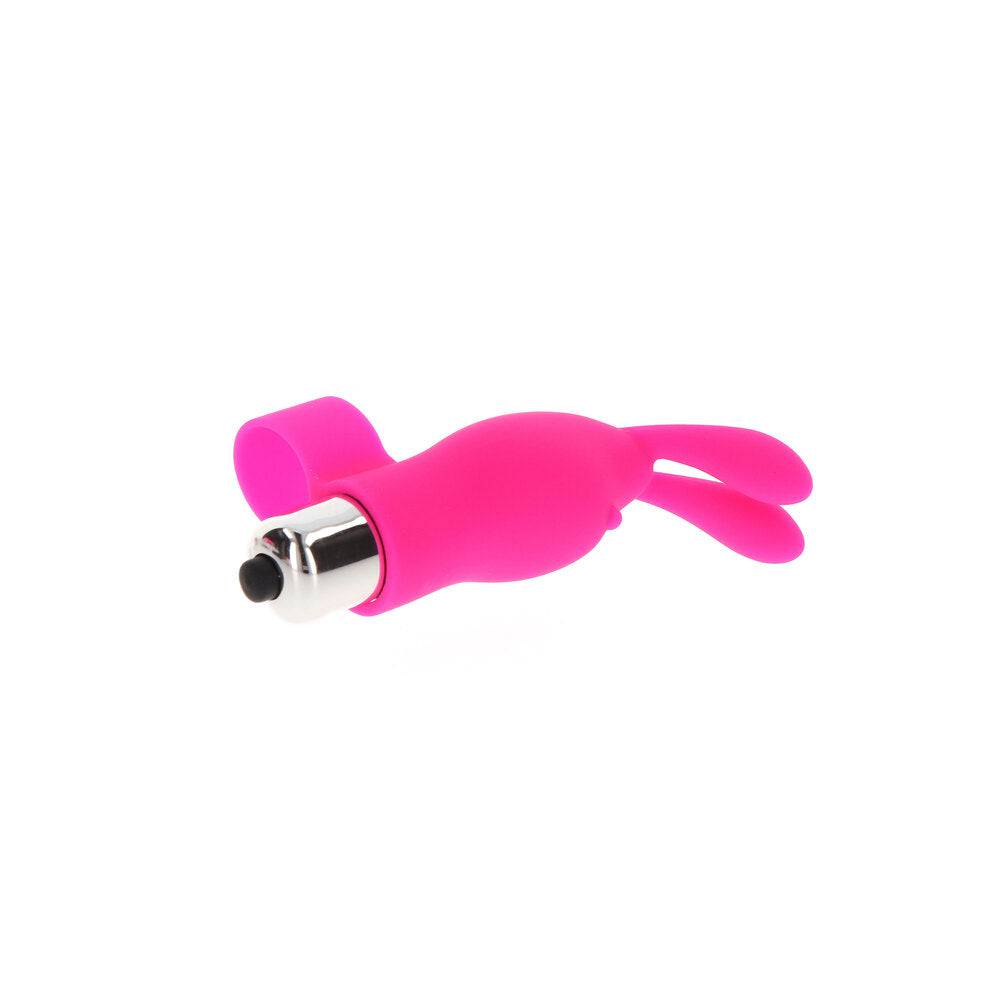 ToyJoy Bunny Pleaser Finger Vibe in soft pink, featuring a cute bunny design and ergonomic shape for intimate pleasure.