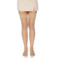 Leg Avenue Stay Up Sheer thigh high stockings in nude, designed to fit UK sizes 6 to 12, showcasing a smooth finish.