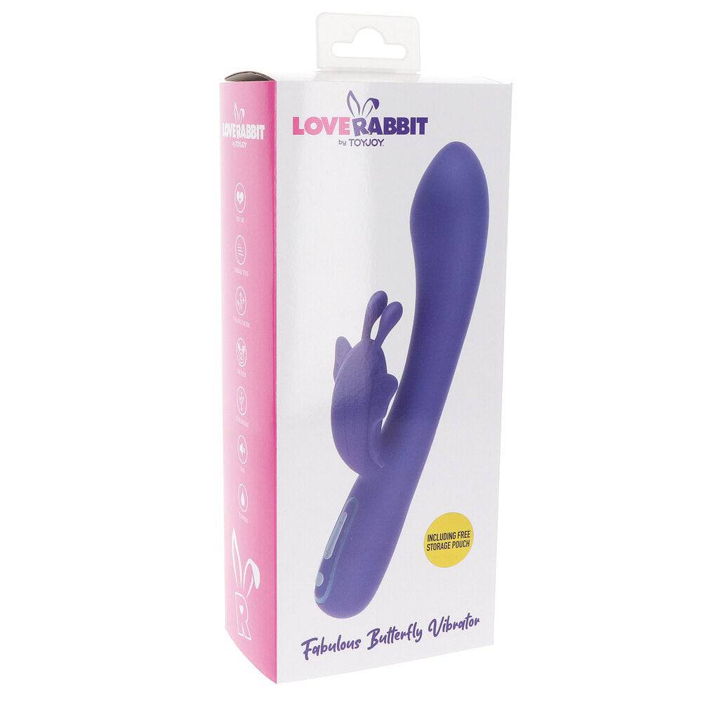 ToyJoy Love Rabbit butterfly vibrator in vibrant colors with dual stimulation design and soft, textured finish.
