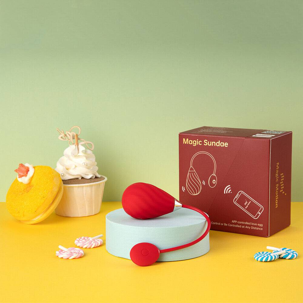 Magic Motion Magic Sundae app-controlled love egg in vibrant colors, showcasing its sleek design and wireless features.
