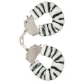 Colorful ToyJoy Furry Fun handled zebra smanchetter with soft fur and playful design for adult enjoyment.