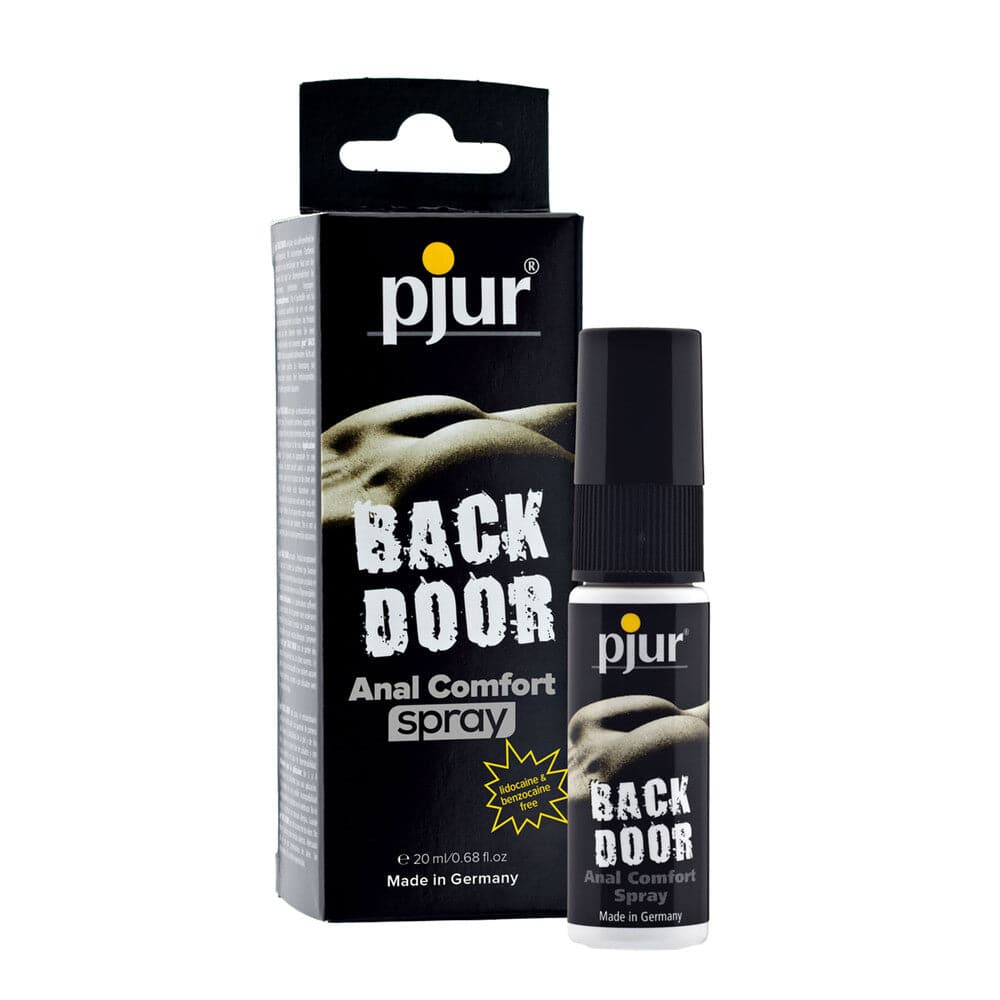 Pjur Back Door Anal Comfort Spray 20ml bottle with a sleek design, perfect for enhancing comfort during anal play.