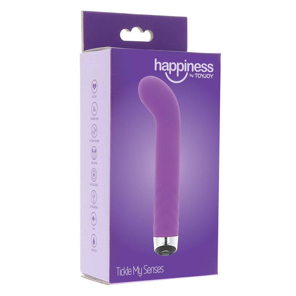 ToyJoy Smile Tickle My Senses Lila Mini G Spot Vibe in purple, showcasing its sleek design and textured surface.