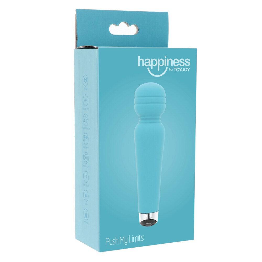 ToyJoy Happiness Push My Limits Mini Wand in vibrant colors with a sleek design and ergonomic handle for easy use.