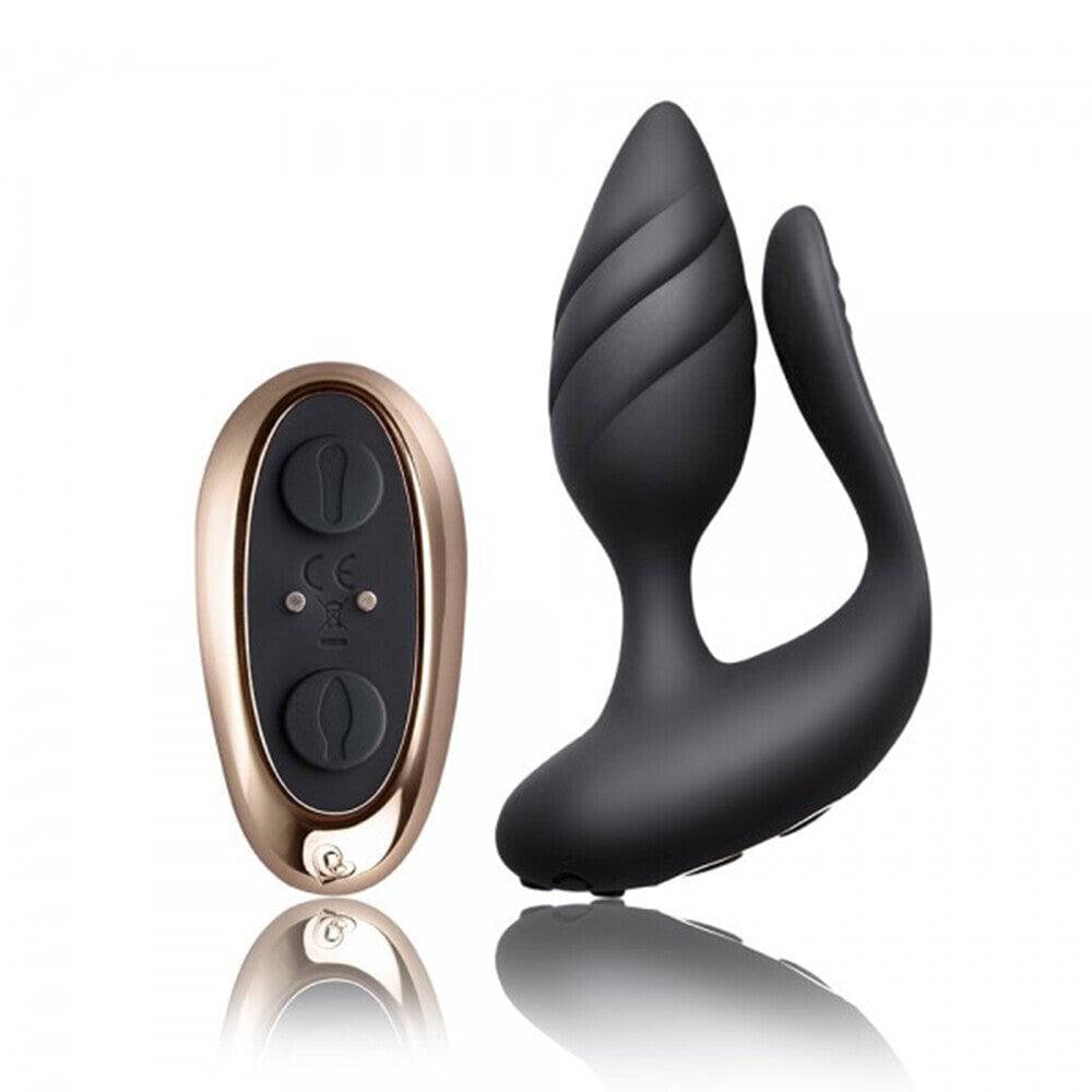 Rocks Off Cocktail remote-controlled black couple's vibe with sleek design and ergonomic shape for intimate pleasure.