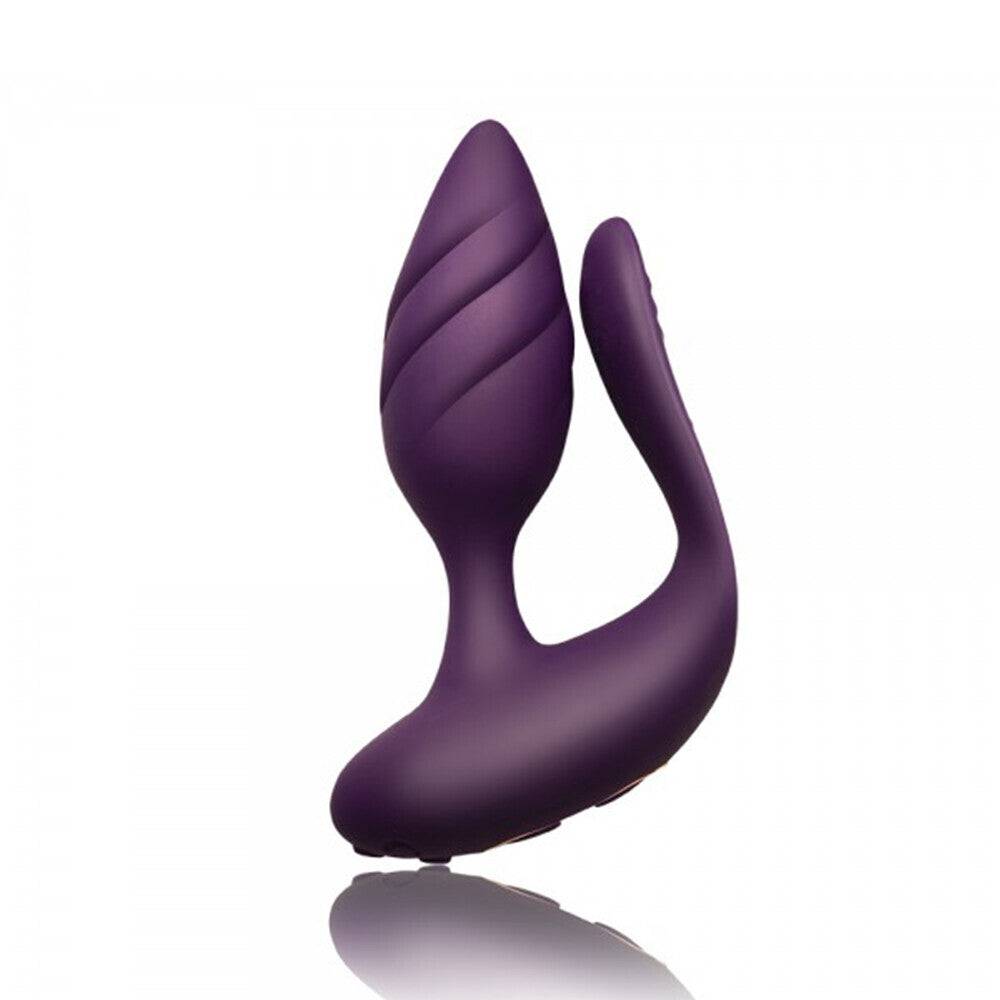 Rocks Off cocktail remote-controlled purple vibe with sleek design and textured surface for enhanced pleasure.