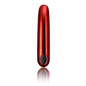 Rocks Off Ruby Caress Vibrator featuring a sleek design with gentle curves and a vibrant red color.