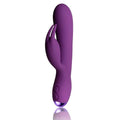 Rocks Off Flutter Rabbit Lila, a purple silicone vibrator with rabbit ears and a sleek design, ideal for intimate pleasure.