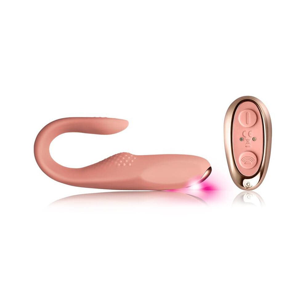 Rocks Off Two Vibe in pink, showcasing its flexible design and dual vibrating ends for enhanced pleasure.