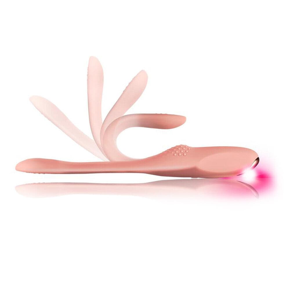 Rocks Off Two Vibe in pink, showcasing its flexible design and dual vibrating ends for enhanced pleasure.