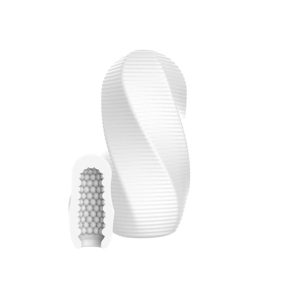 Medium-sized ToyJoy Hero masturbator with a swirl texture, designed for enhanced pleasure and sensation.