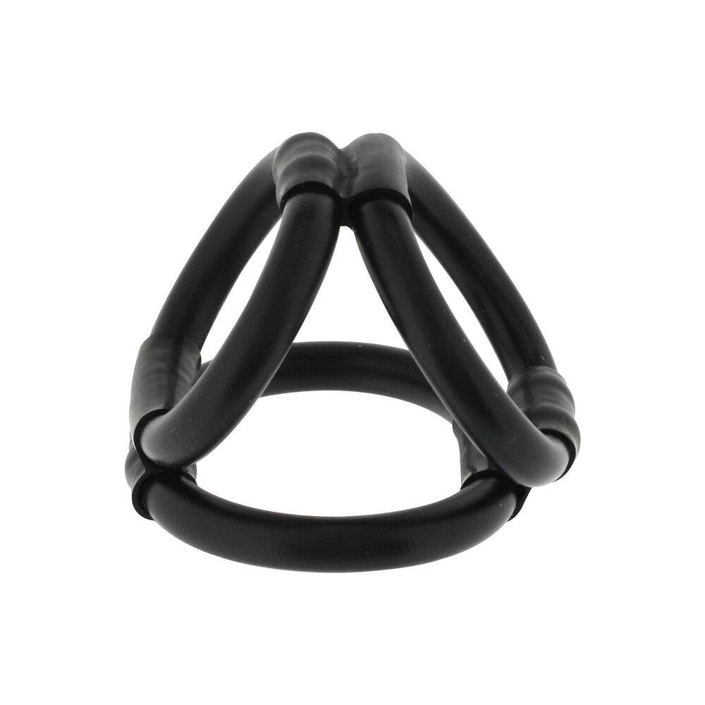 Seven Creations Tri 3 Ring Cock Cage with three interlocking rings for enhanced support and comfort.