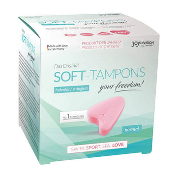 Joy Division Stringless Original soft tampons, Normal size, pack of 3, displayed in a clean, minimalistic setting.