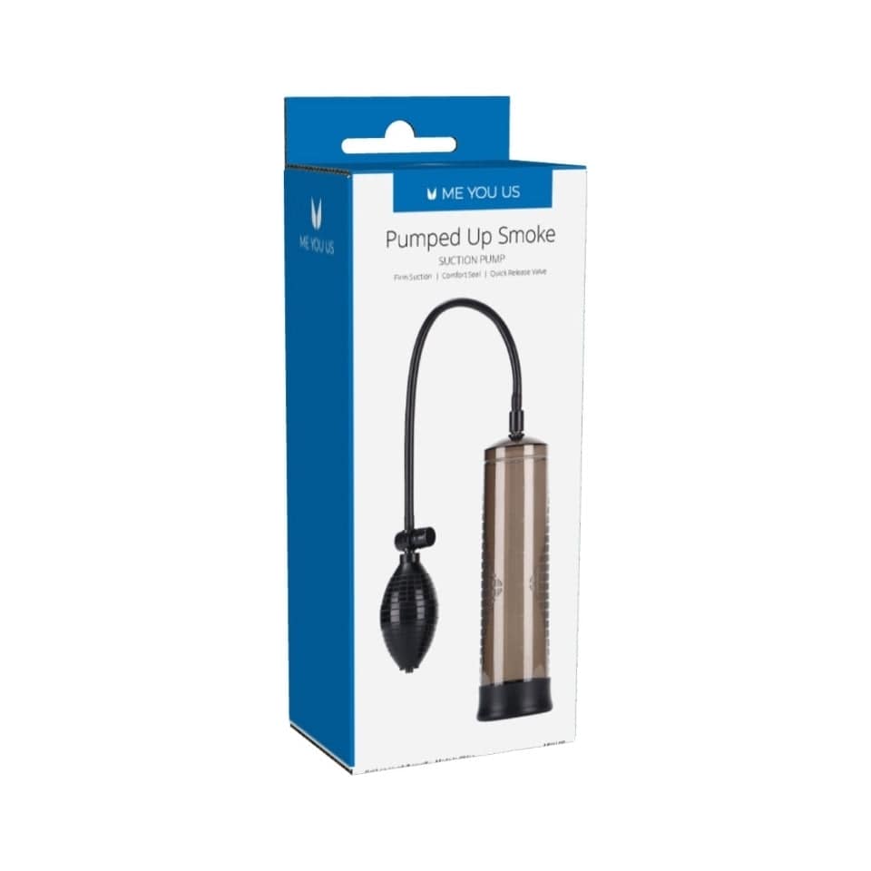 Me You Us Pumped Up Smoke Penis Pump with a sleek design and textured grip for enhanced performance and comfort.