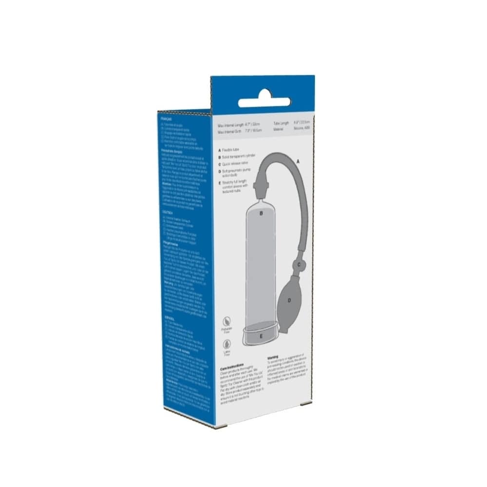 Me You Us Pumped Up Smoke Penispump with clear cylinder and ergonomic handle for enhanced use and comfort.