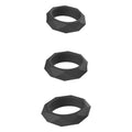 Hidden Desire Extreme Heavy CRing Set featuring three sturdy rings in sleek black design, perfect for enhancing pleasure.