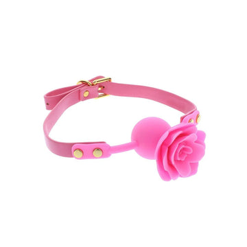 Taboom Malibu Rose Ball Gag by Toy Joy, featuring a soft floral design with a comfortable silicone ball for restraint play.