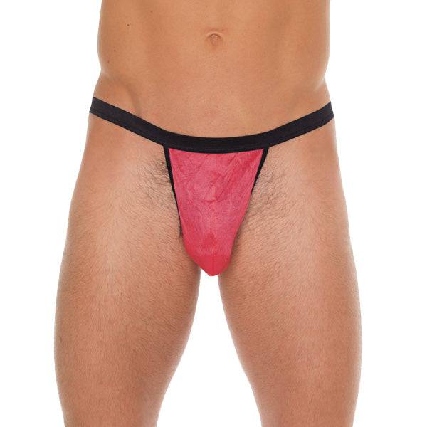 Rimba men's black G-string with a pink pouch, showcasing a sleek design and comfortable fit.