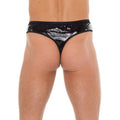 Rimba men's Svart GString featuring a sleek design with a PVC pouch for a modern, stylish look.
