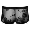 Noir sheer floral lace fabric in elegant design, showcasing intricate patterns and delicate textures.