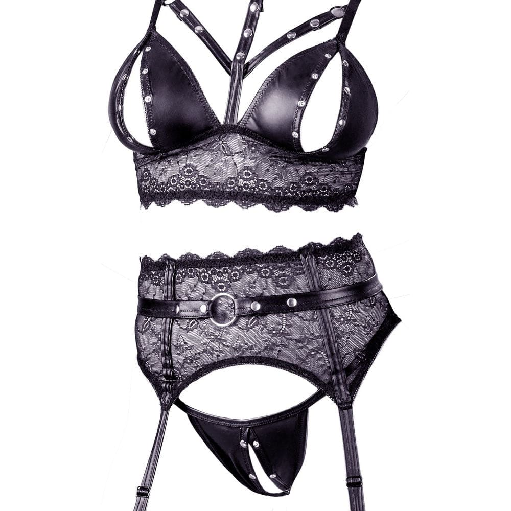 Cottelli Bondage set featuring adjustable straps and cuffs in a sleek black design for intimate play.