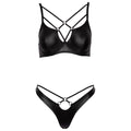 Cottelli Collection matte black bra set featuring lace details and adjustable straps for a stylish look.