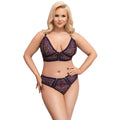 Cottelli Collection delicate lace bralette and matching panties set in soft black lace with intricate detailing.