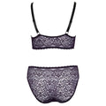 Cottelli Collection delicate lace bralette and matching panties set in black, showcasing intricate lace detailing.