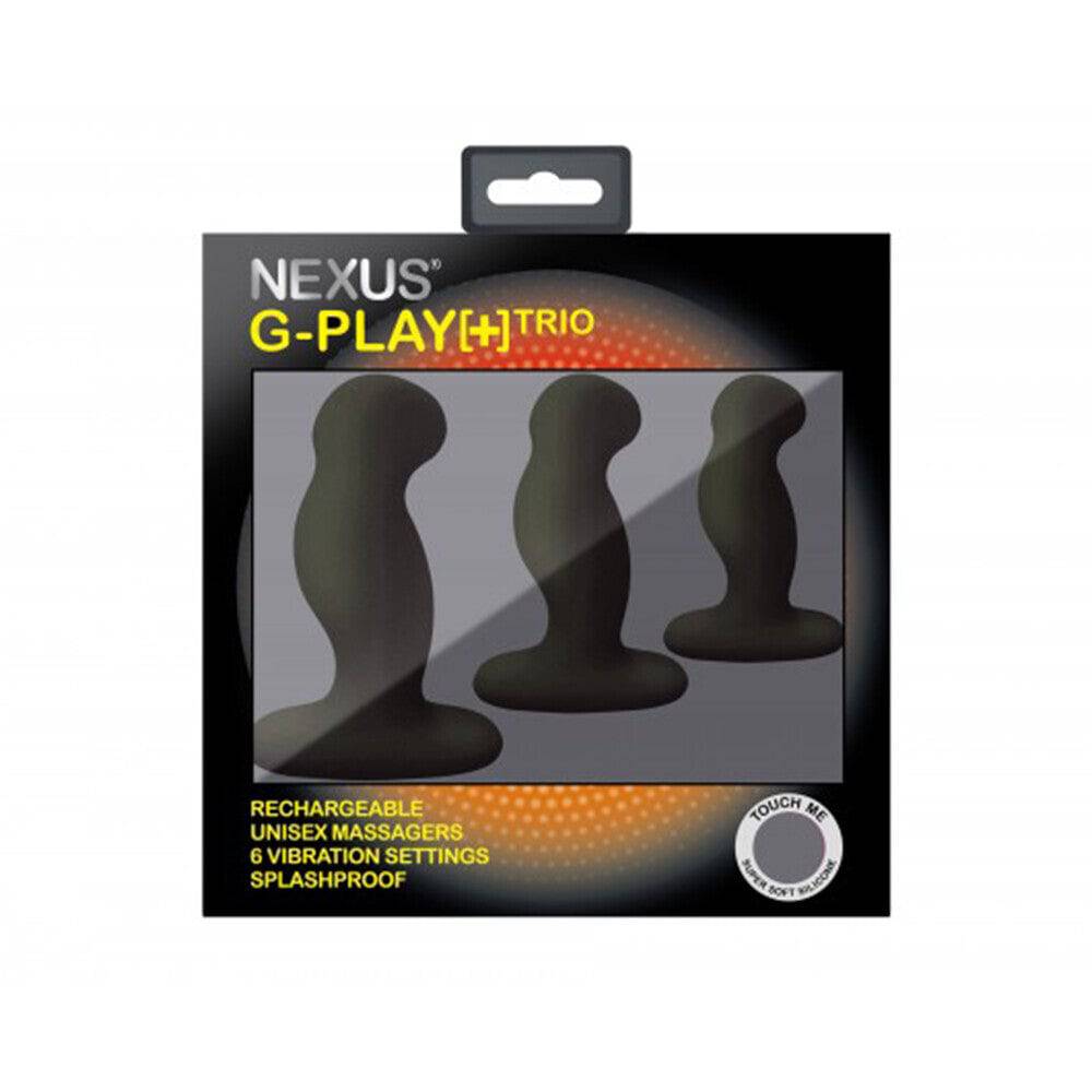 Nexus G Play Trio black vibrating prostate massager with ergonomic design and smooth finish.