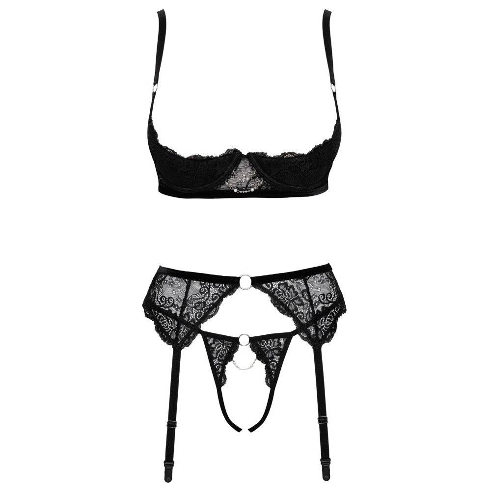 Cottelli Collection erotic trio bra set featuring lace details and adjustable straps in a sensual design.