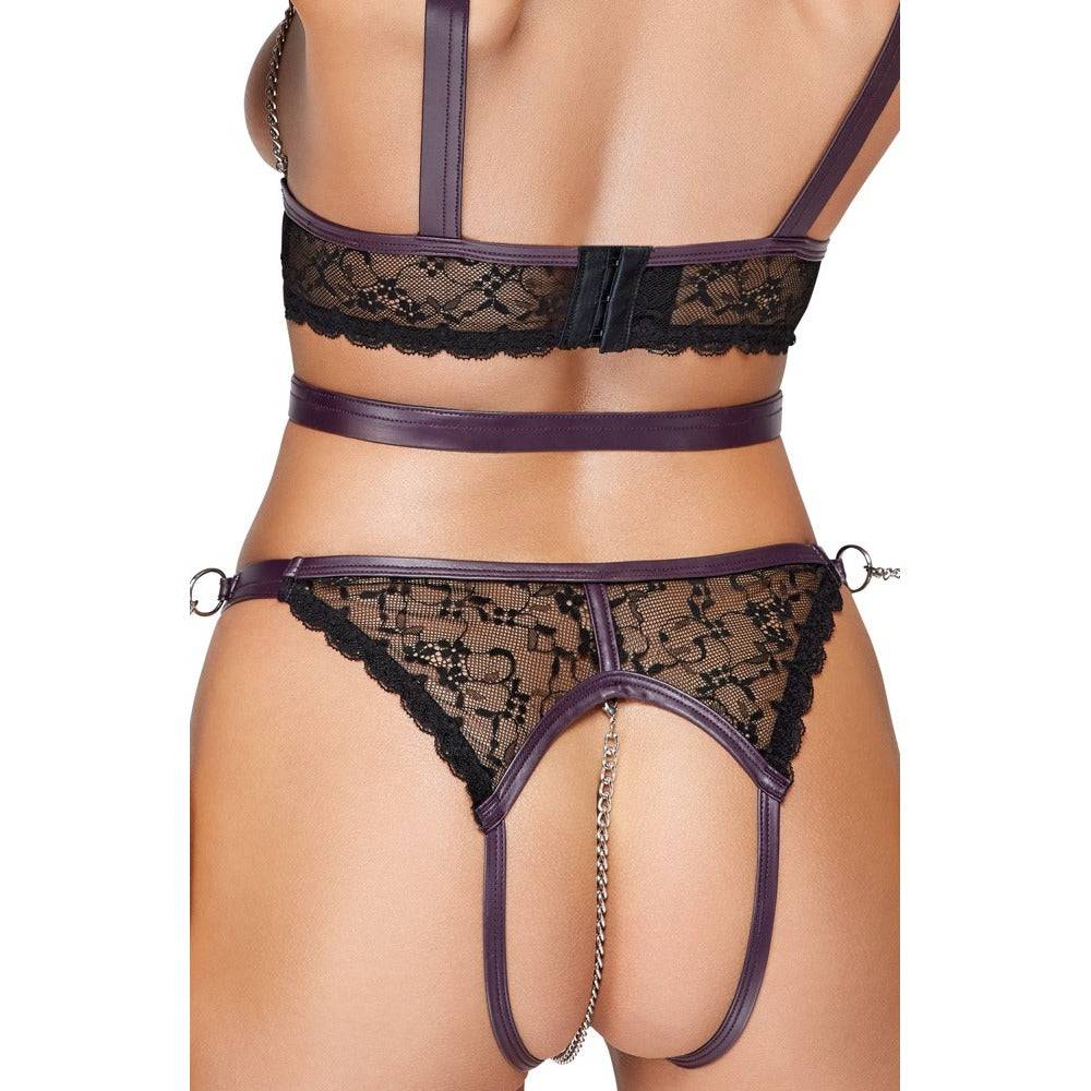 Cottelli Spets och kedja bondage crotchless set by Corsetti Lingerie featuring delicate lace and chain details.