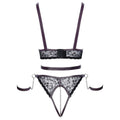 Cottelli Spets och kedja bondage crotchless set by Corsetti Lingerie featuring lace and chain detailing in black.