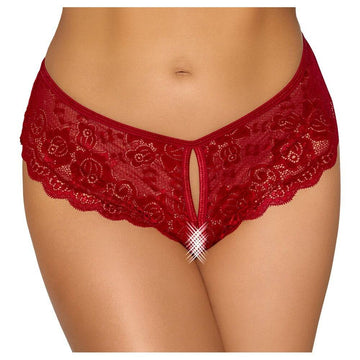 Cottelli Collection red lace thong with intricate detailing and a stylish design, perfect for intimate wear.