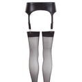 NO:XQSE wet look suspenders and socks set displayed on a neutral background, showcasing the shiny fabric and sleek design.