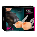 Cottelli Collection 800g silicone strap-on breasts in a realistic skin tone, showcasing texture and detail.