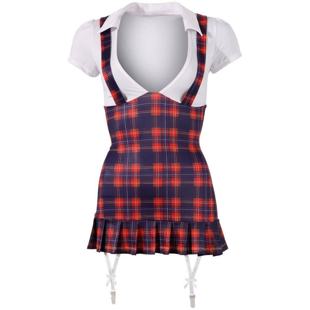 Cottelli Collection schoolgirl costume dress featuring a pleated skirt and fitted bodice in classic black and white design.