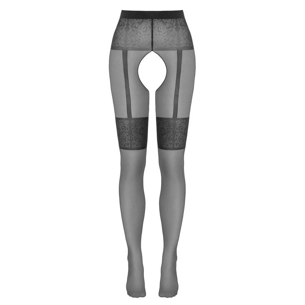 Cottelli Collection strumpbyxor utan gren in sheer black fabric with elegant detailing for a seductive look.