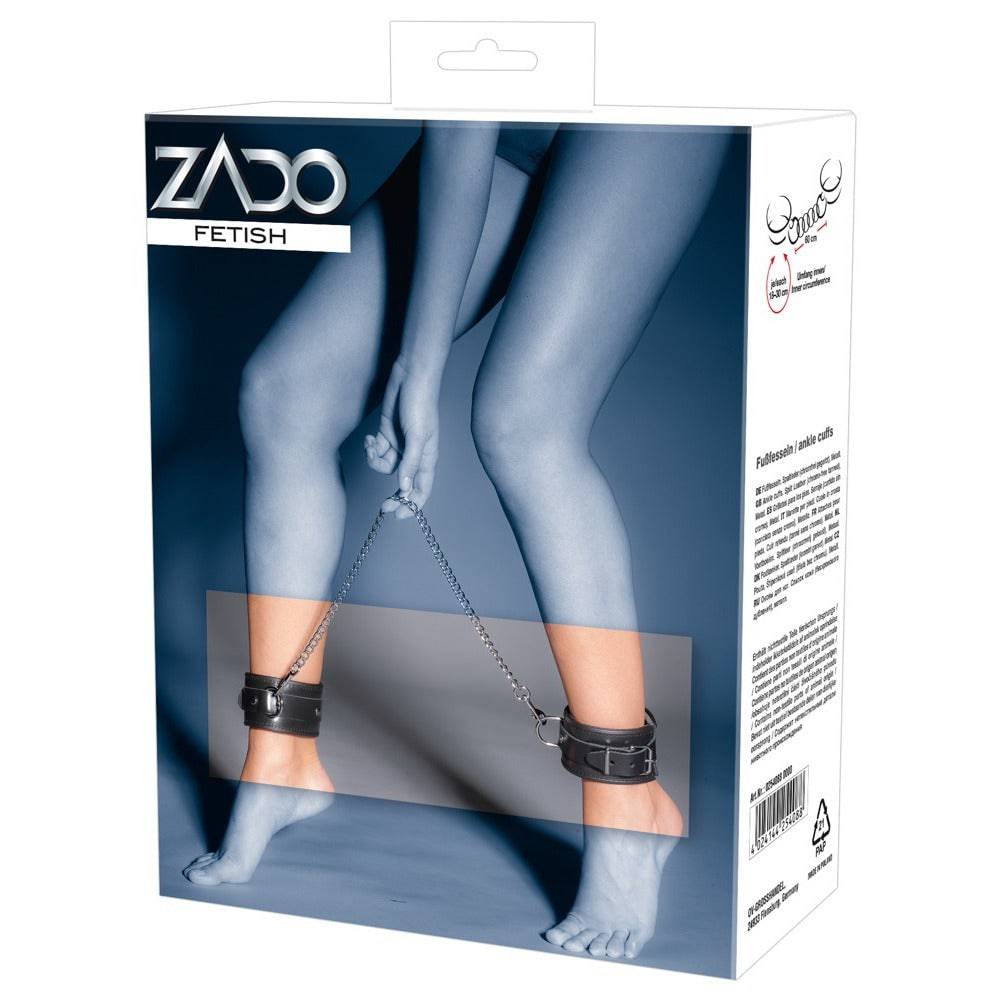 Zado leather and chain ankle cuff, featuring a sleek design with sturdy metal chain and comfortable fit for secure wear.
