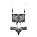 Black lace Obsessive Alluria teddy with underwire, featuring delicate floral patterns and adjustable straps.