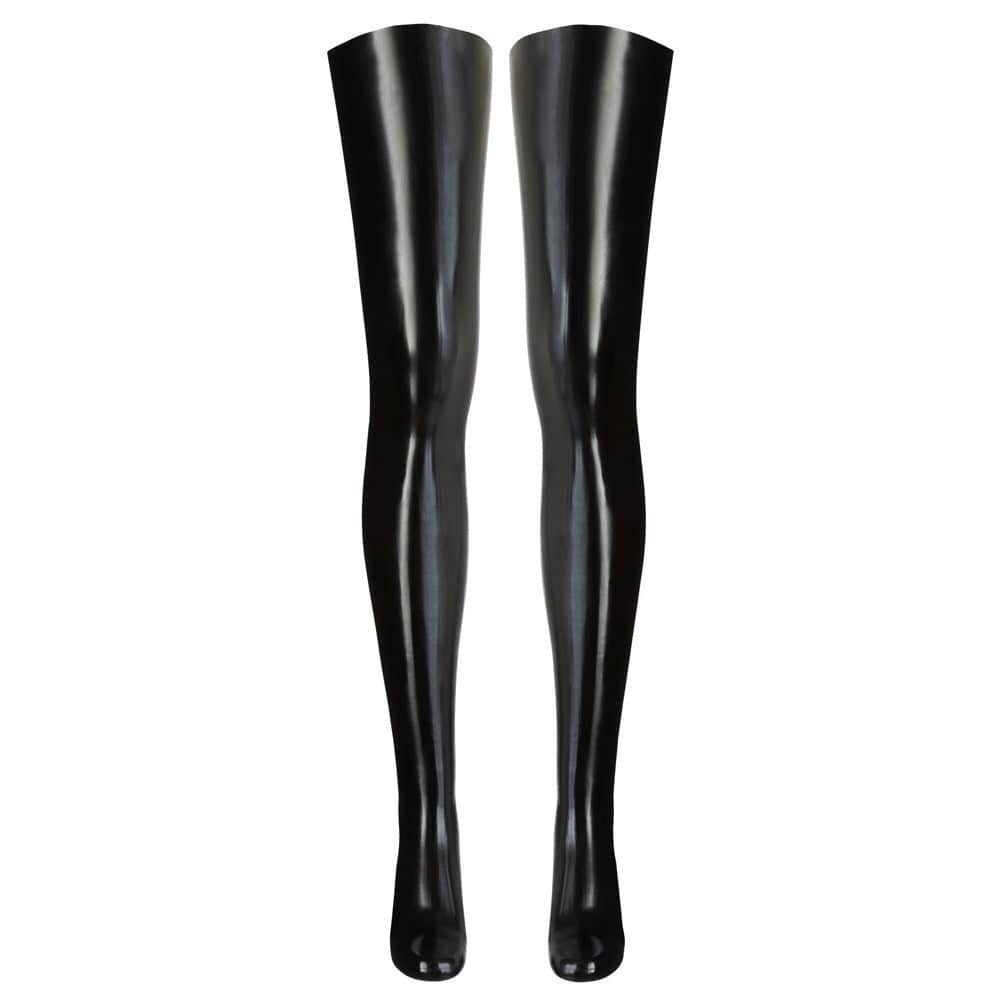Black LateX socks by The Late X displayed on a white background, showcasing their sleek design and soft texture.