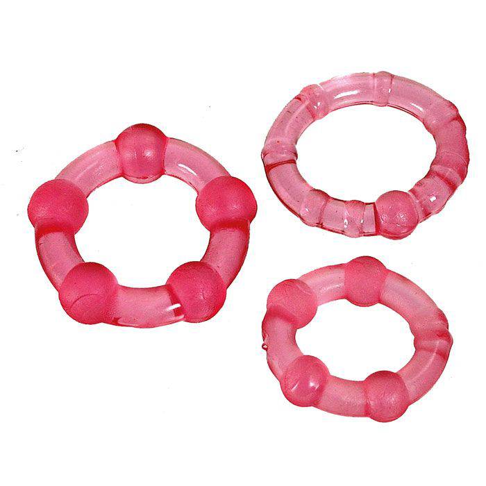 ToyJoy Stay Hard Cock Ring Set featuring multiple sizes and textures for enhanced pleasure and comfort.