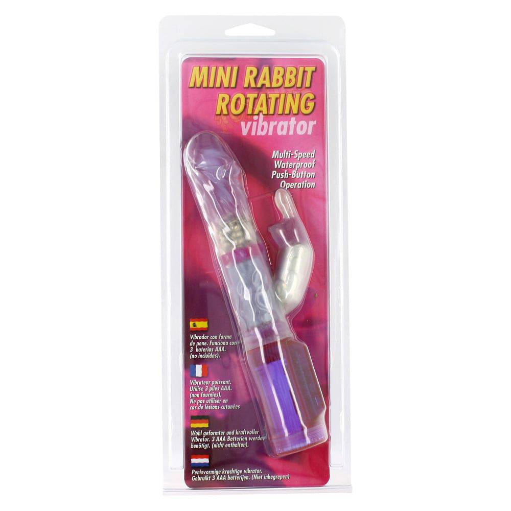 Mini kanin roterande vibrator by Seven Creations in purple with textured surface and dual stimulation design.