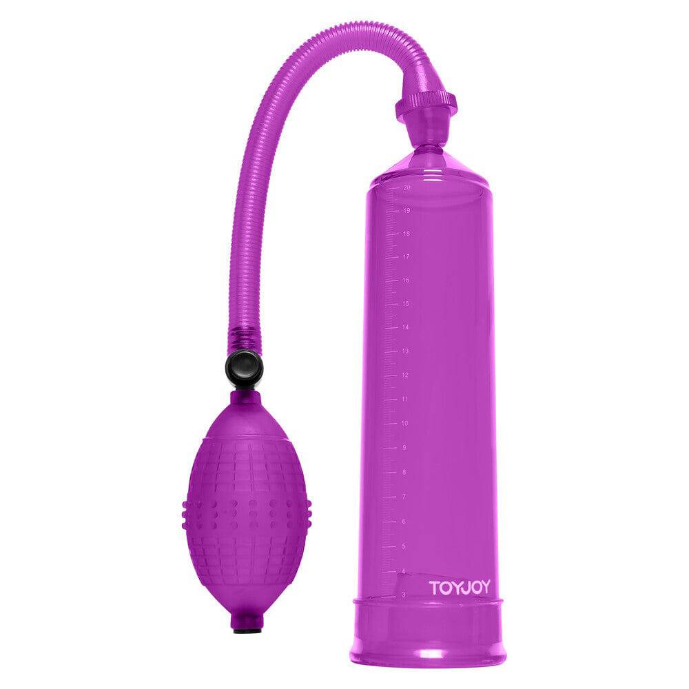ToyJoy Tryck Njutning Penispump featuring a clear cylinder and ergonomic handle for enhanced pleasure and comfort.