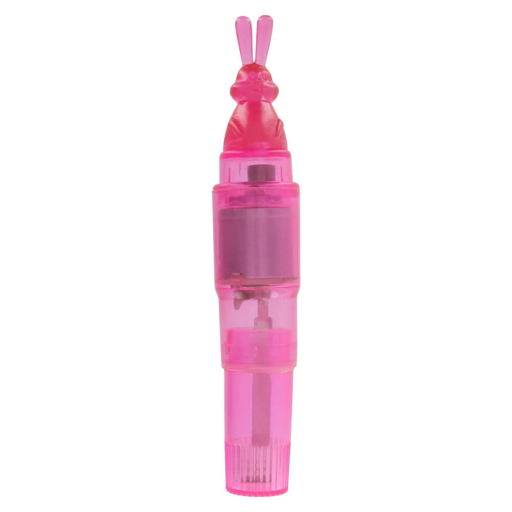 ToyJoy Animal Crackers Rolig Bunny Vibrator in soft pink with bunny ears and textured body for stimulation.