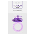 ToyJoy Flutter vibrating cock ring with textured design and vibrant color, perfect for enhancing intimacy and pleasure.