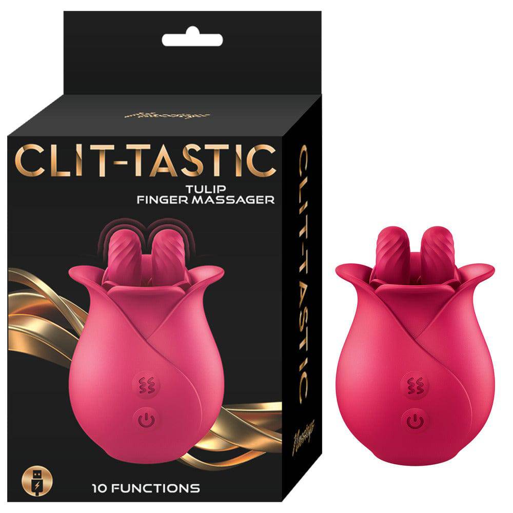 Nasswalk Toys ClitTastic Tulip Finger Massager in vibrant pink, featuring a sleek design and ergonomic shape for pleasure.