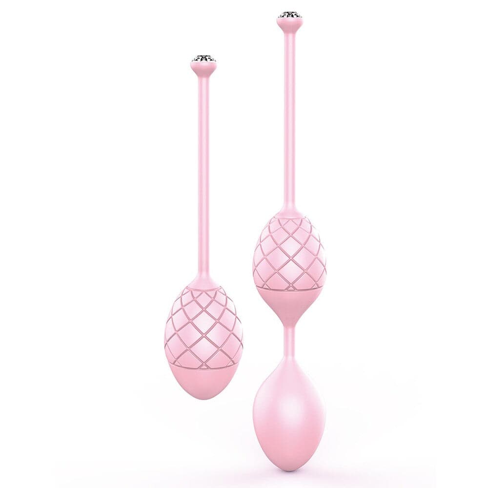 BMS Enterprises Pillow Talk Frisky Pleasure Balls in soft pink with textured design for enhanced pleasure and stimulation.
